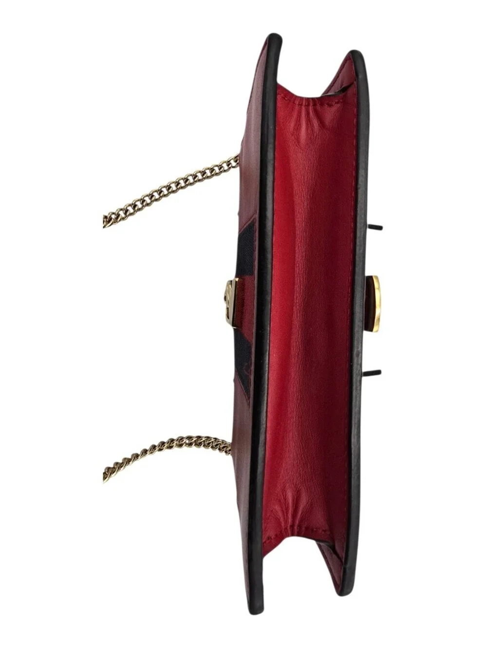 ✨ GUCCI Hibiscus Red Leather Sylvie Super Mini Chain Crossbody | WOC Clutch